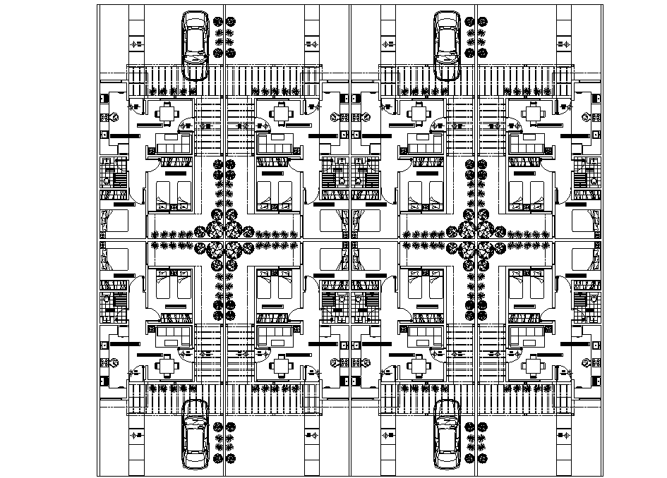 Landscaping house plan detail dwg file