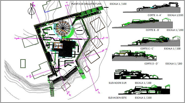Landscaping layout plan and section plan detail dwg file