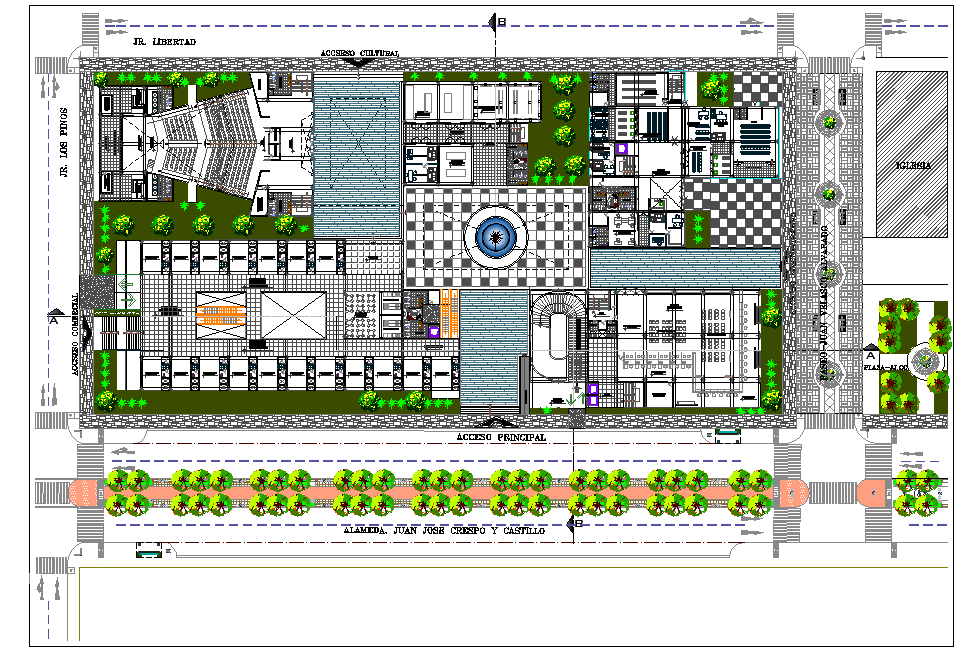 Landscaping plot civic center plan autocad file