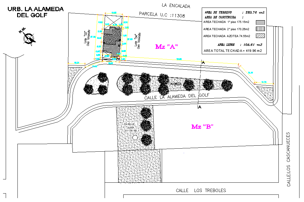 Landscaping plot layout detail autocad file