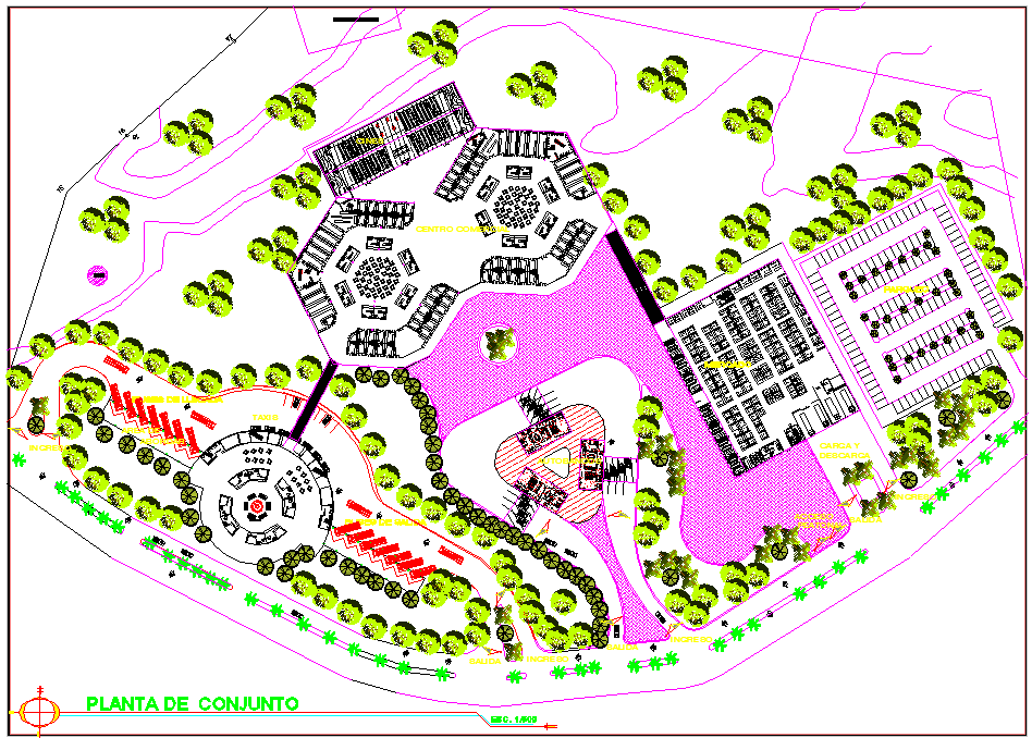 Landscaping plot layout detail dwg file