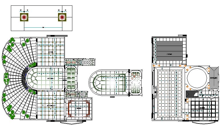 Landscaping with flooring plan detail dwg file