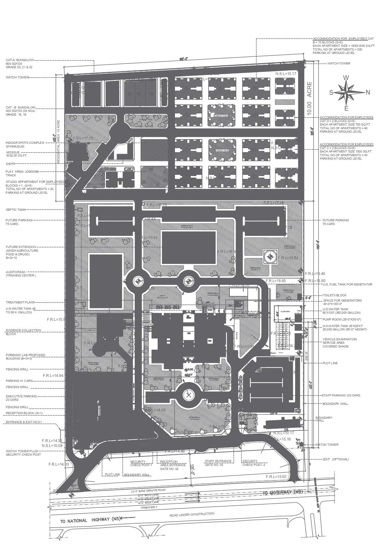 Landscaping design for sindh forensic science laboratory with realtime highway location dwg autocad drawing .