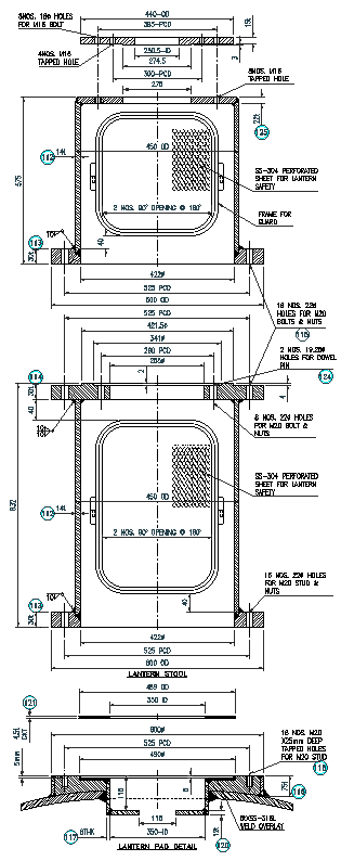 Lantern Pad and Stool Detail Design in AutoCAD DWG File