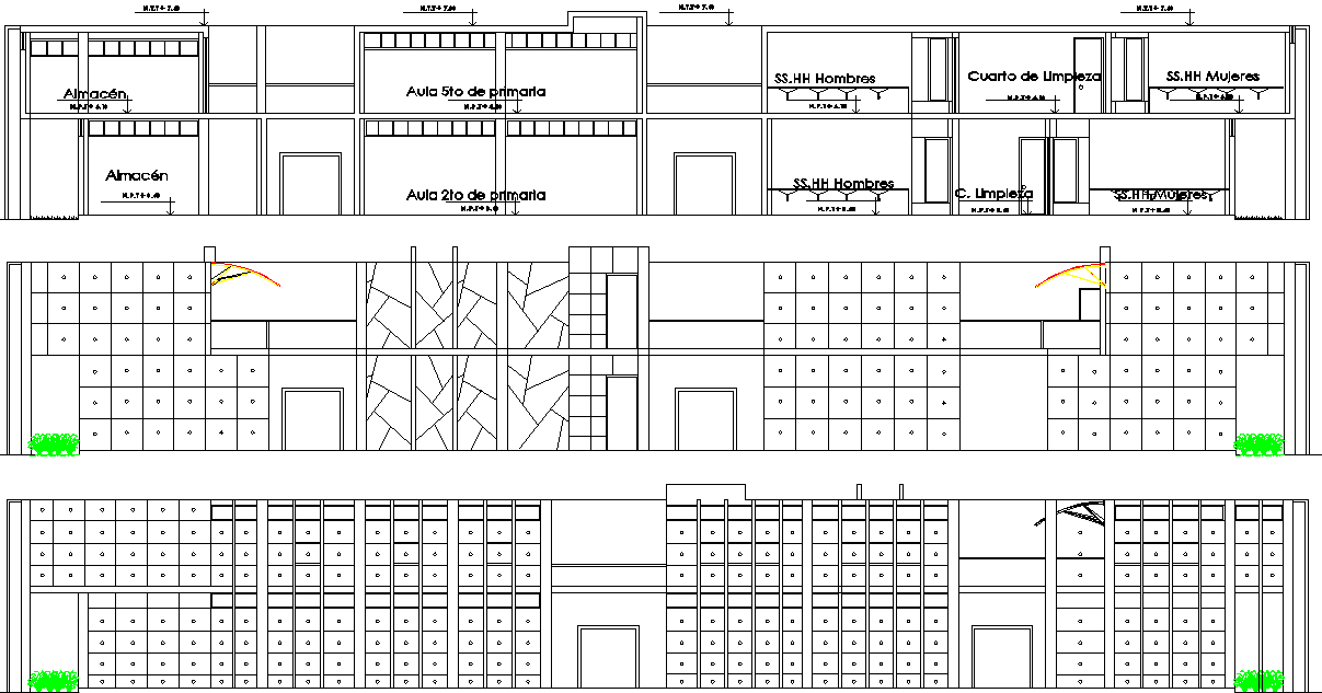 Large gate plan and elevation detail dwg file