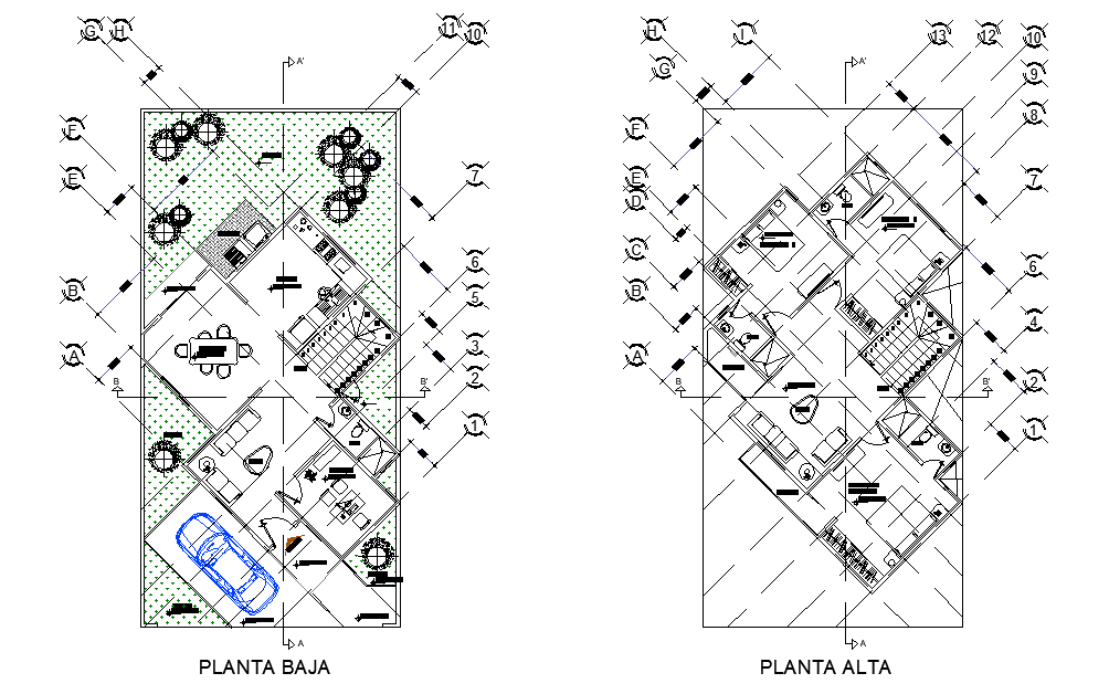 Layout house plan autocad file