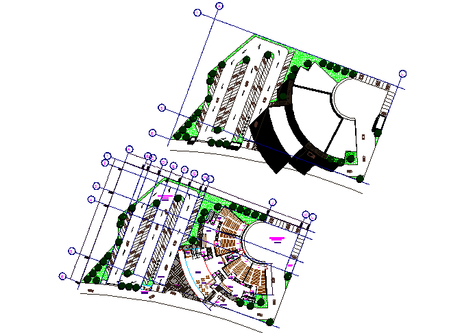 Layout multi cinemas working plan detail dwg file