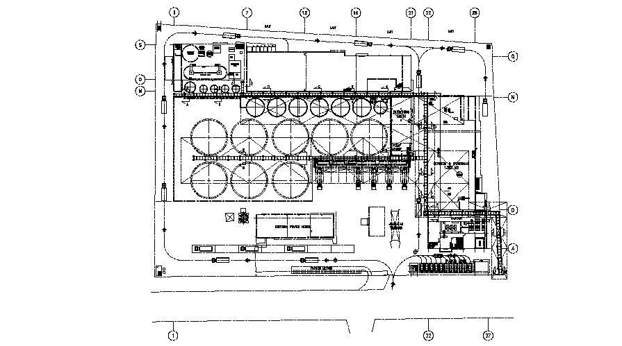 Layout of Water Treatment Plant AutoCAD Drawing