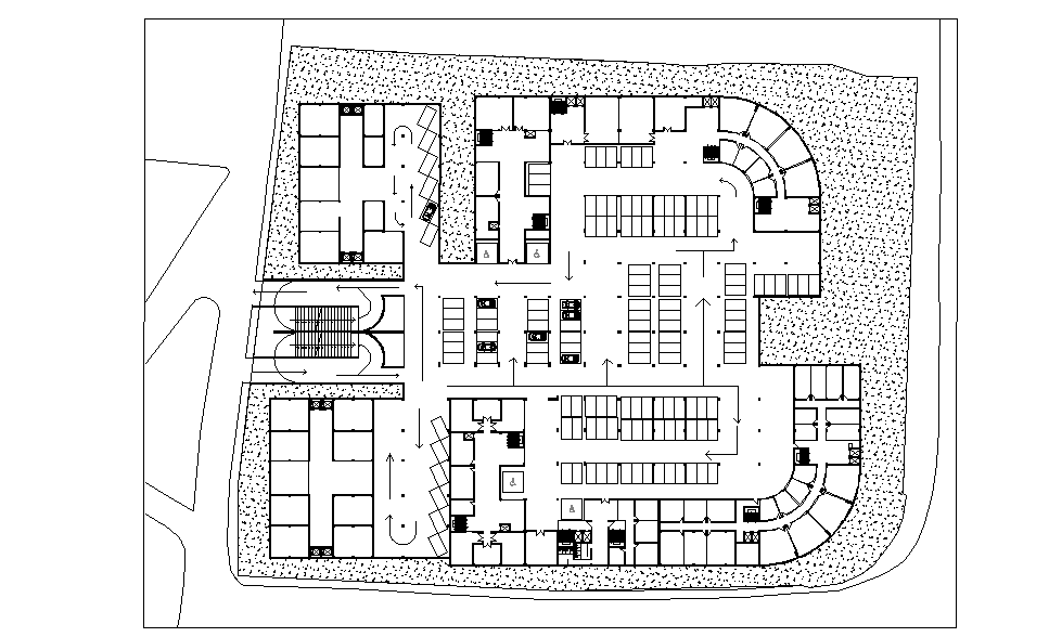 Layout plan of Car parking basement dwg file