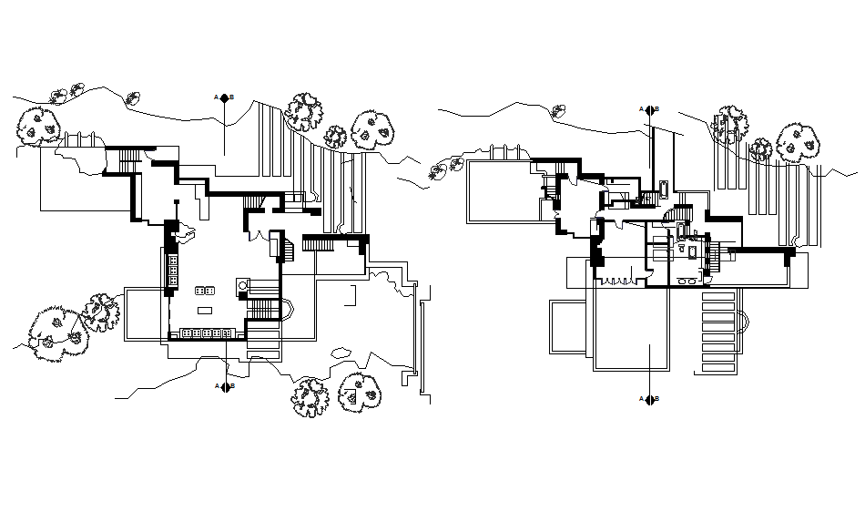 Layout plan of a bungalow dwg file