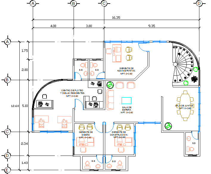 Layout plan of a office dwg file