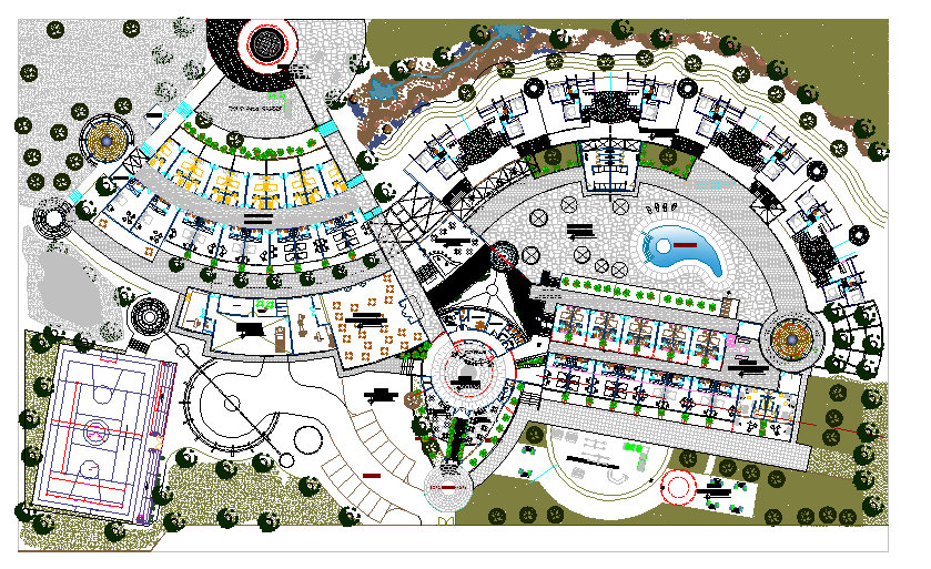 Layout plan of hotel dwg file