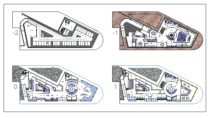 Layout plan of hotel with interior plan dwg file