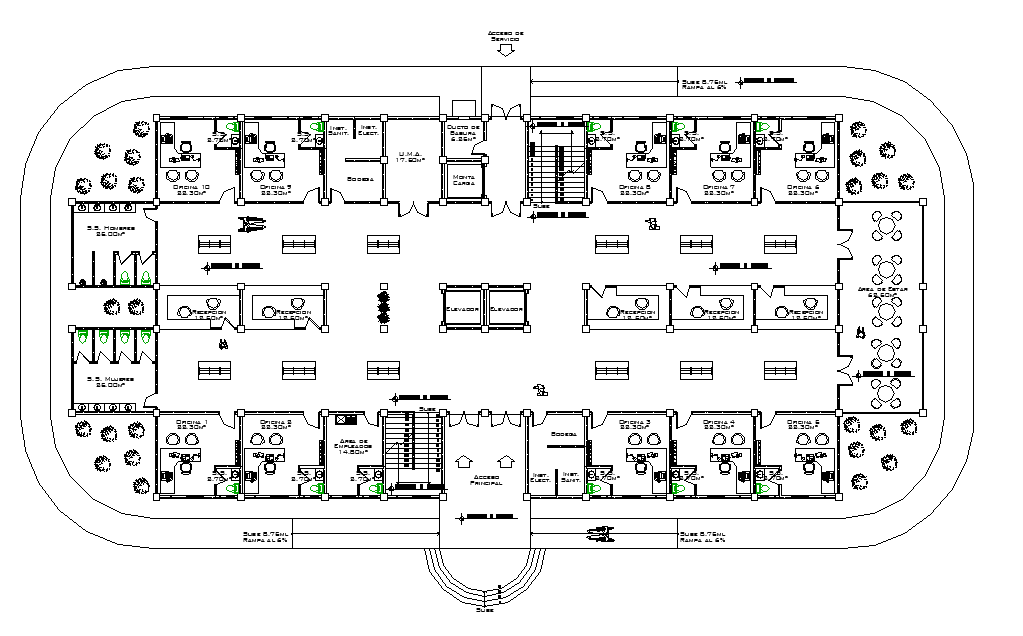Layout plot office building dwg file