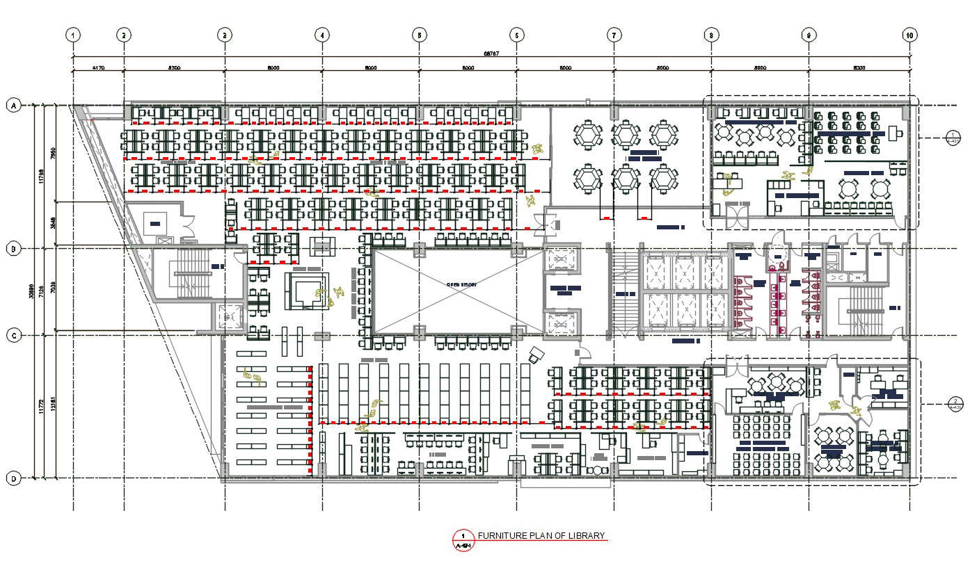Library Furniture Plan AutoCAD File