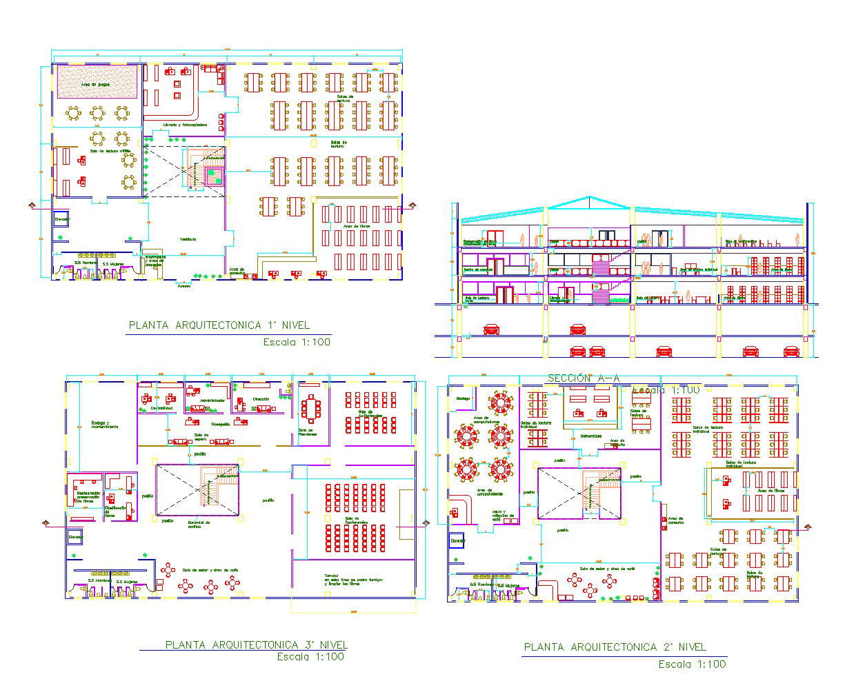 Library plan and elevation layout file