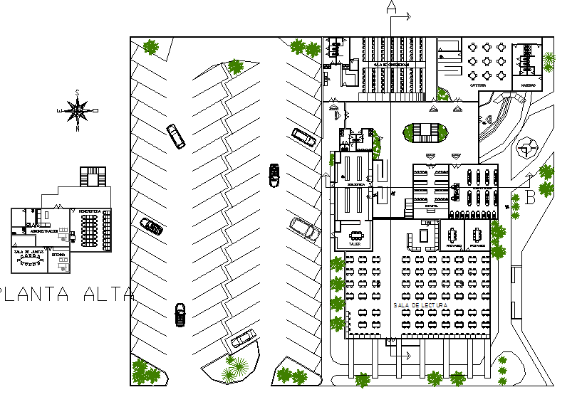Library plan detail dwg file