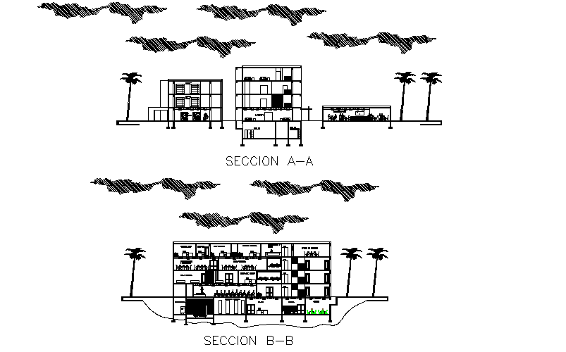Library section plan detail dwg file