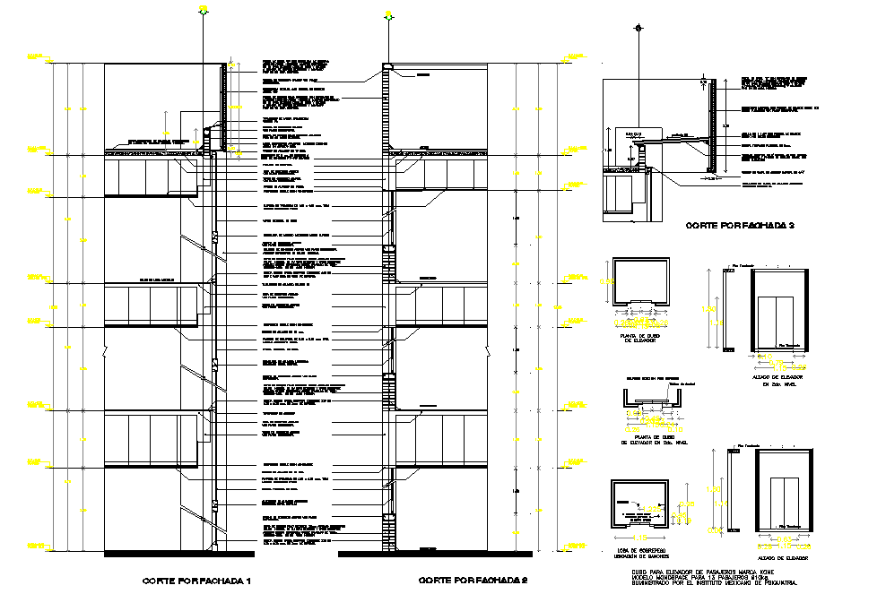 Lift elevator plan and section autocad file