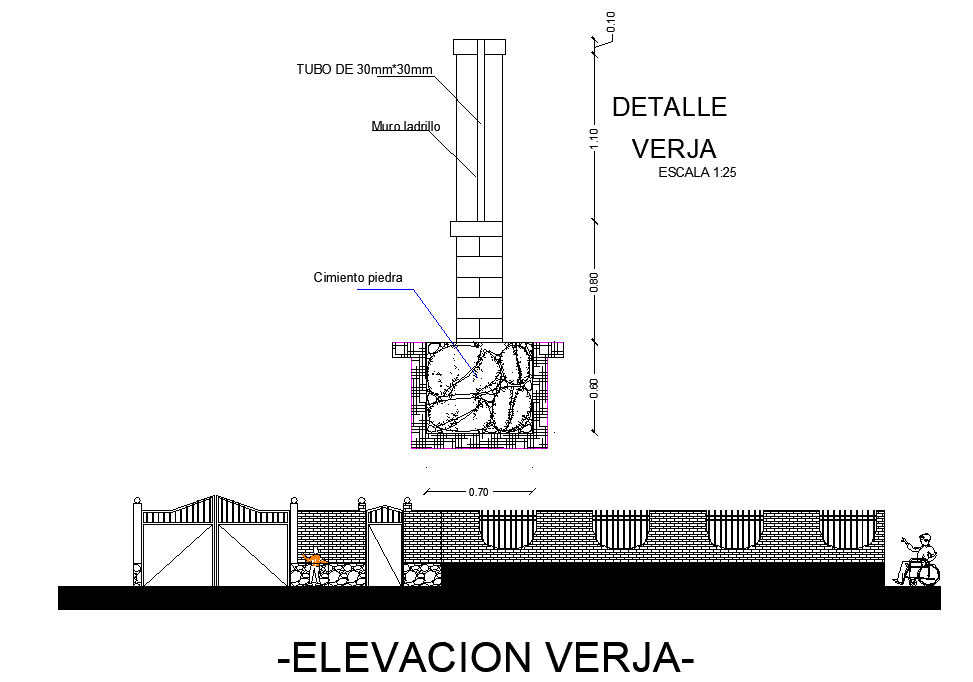 Lift gate elevation and section plan autocad file