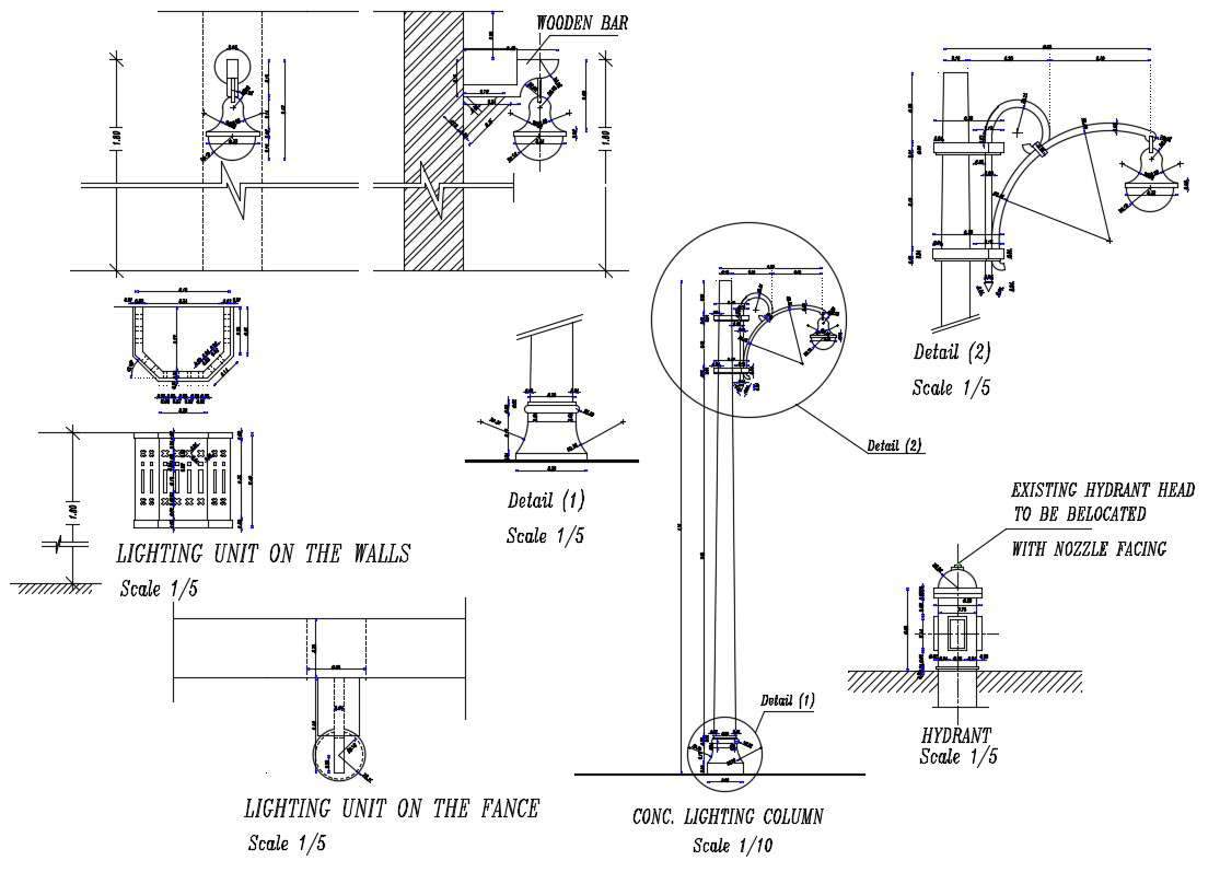 Lighting Columns AutoCAD Drawing