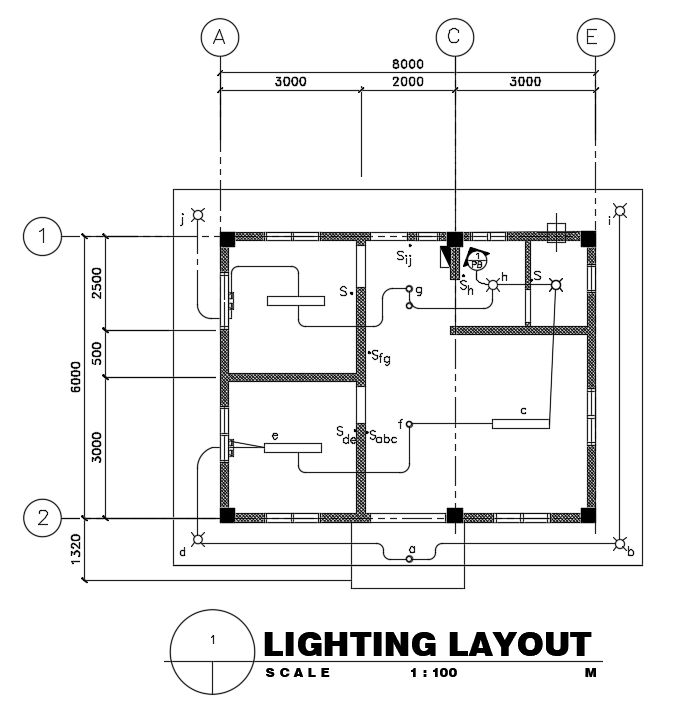 Lighting layout of 9x9m hospital building is given in this Autocad drawing file.Download the Autocad model.