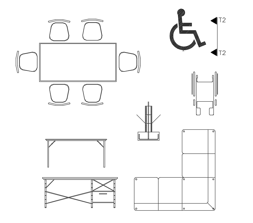 Living Hall Interior Furniture Models Provided in AutoCAD Drawing