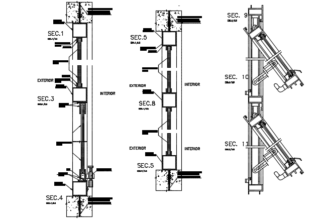 Lock system section detail dwg file