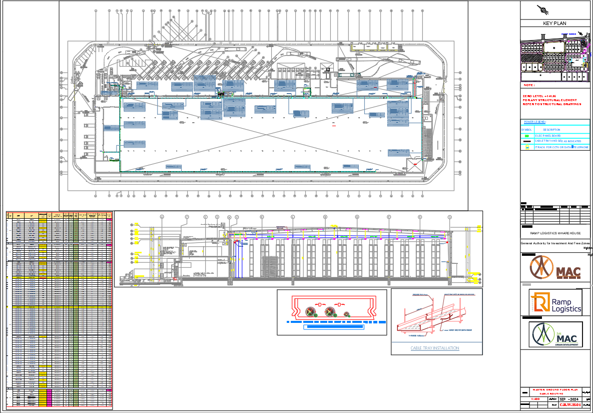Logistic Warehouse Cable Routing DWG Layout Plan