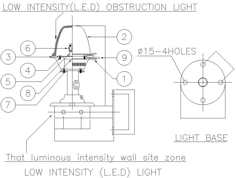 Low intensity light design in AutoCAD 2D drawing, CAD file, dwg file