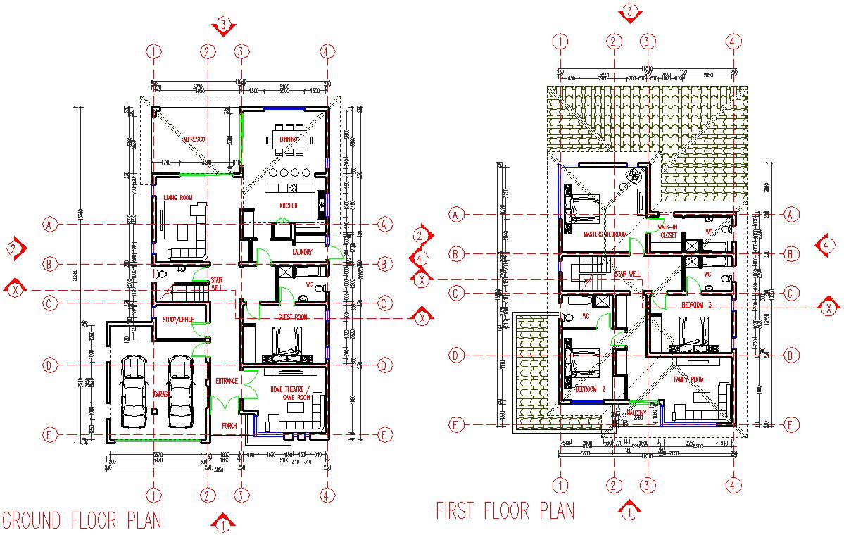 MULTIPLE RESIDENTIAL WORKING DRAWINGS AUTOCAD DWG