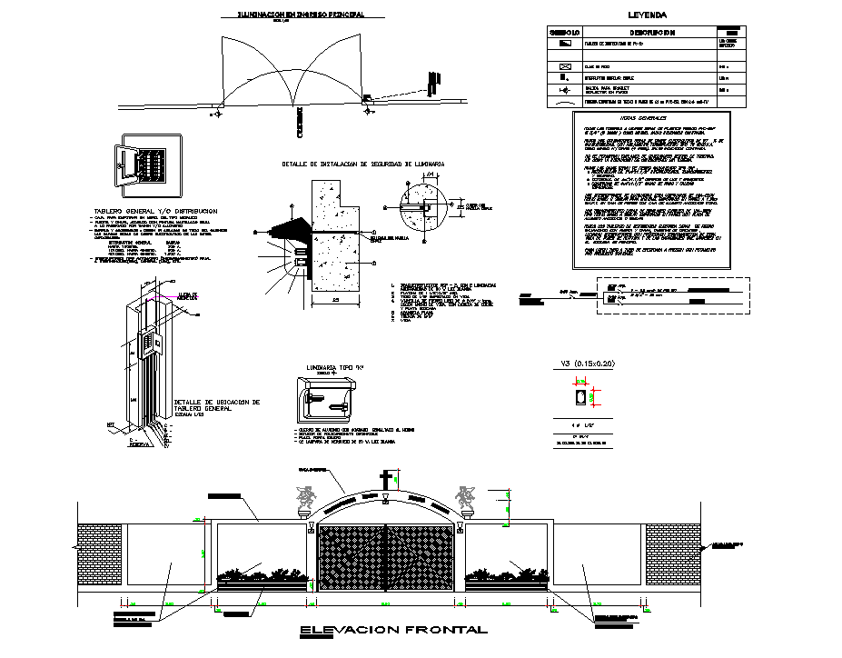 Entrance Gate Elevation In AutoCAD File