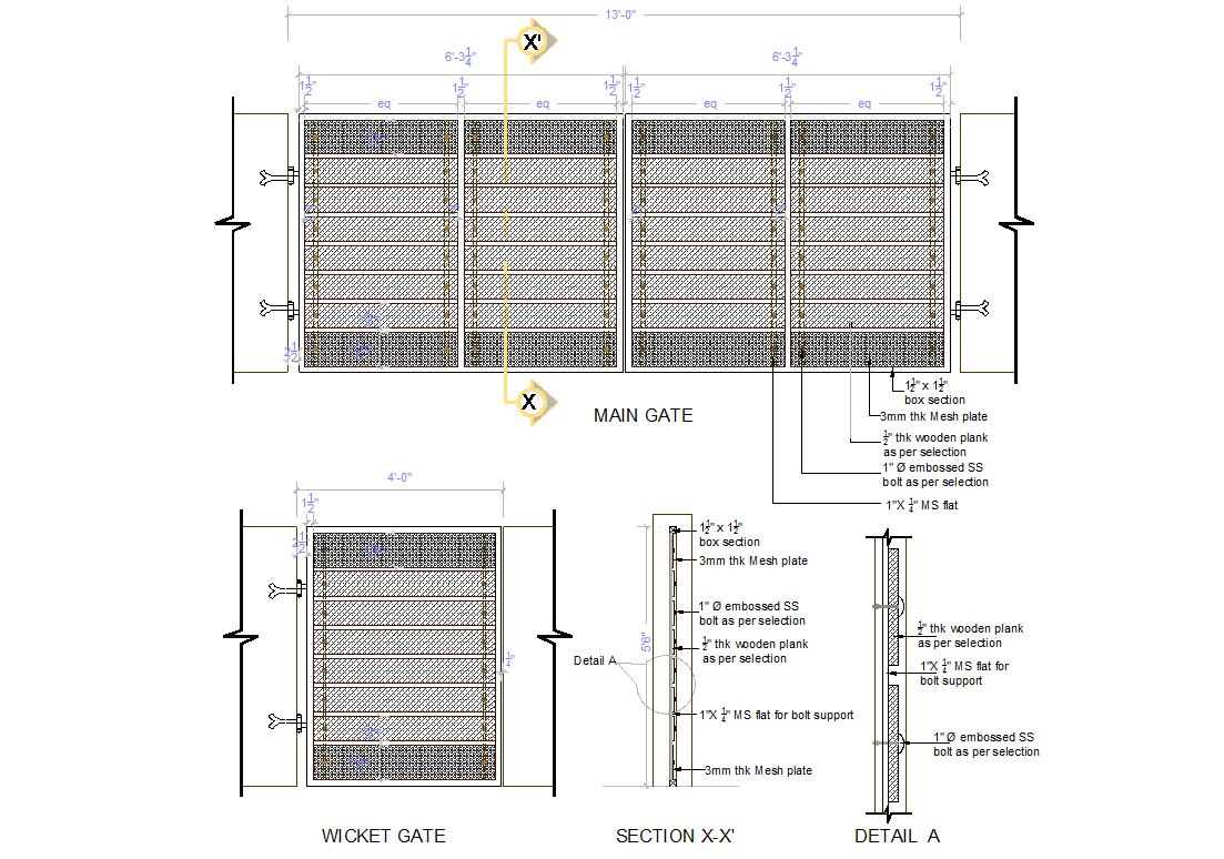 Main entrance gate detail cad file