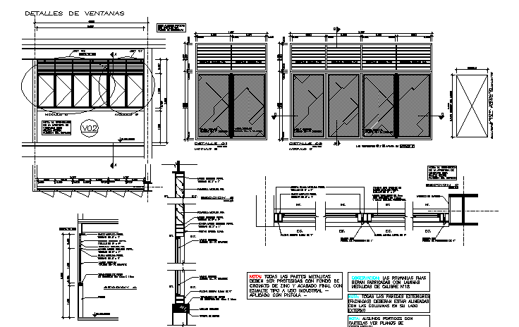 Main gate and door plan and elevation detail dwg file