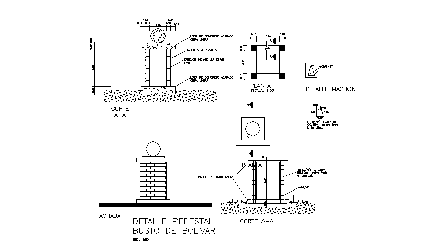 Main hole plan and elevation detail dwg file