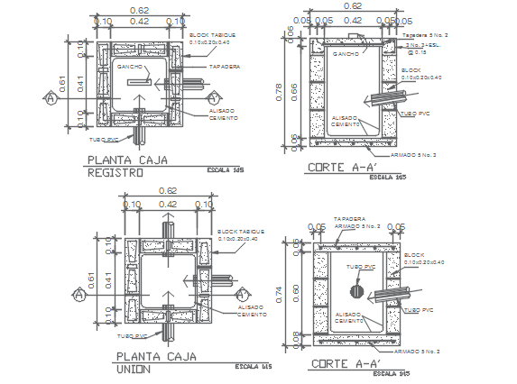 Main hole section detail dwg file