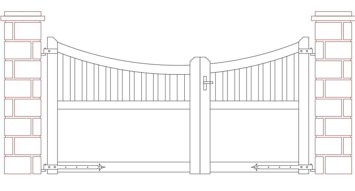 Main Gate Front Elevation Design DWG File