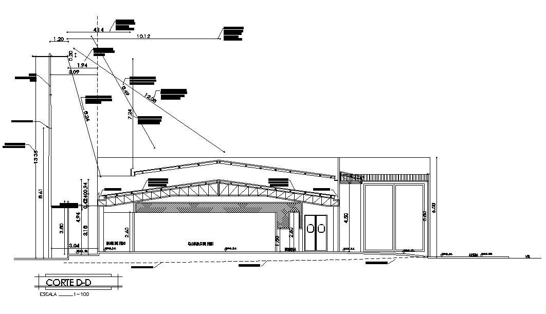 Manufacturing factory front side details AutoCAD files, cad files, dwg drawing 