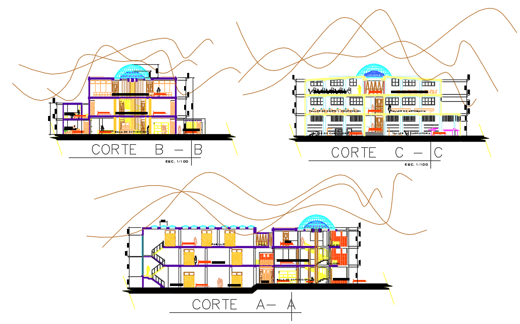 Market section plan dwg file
