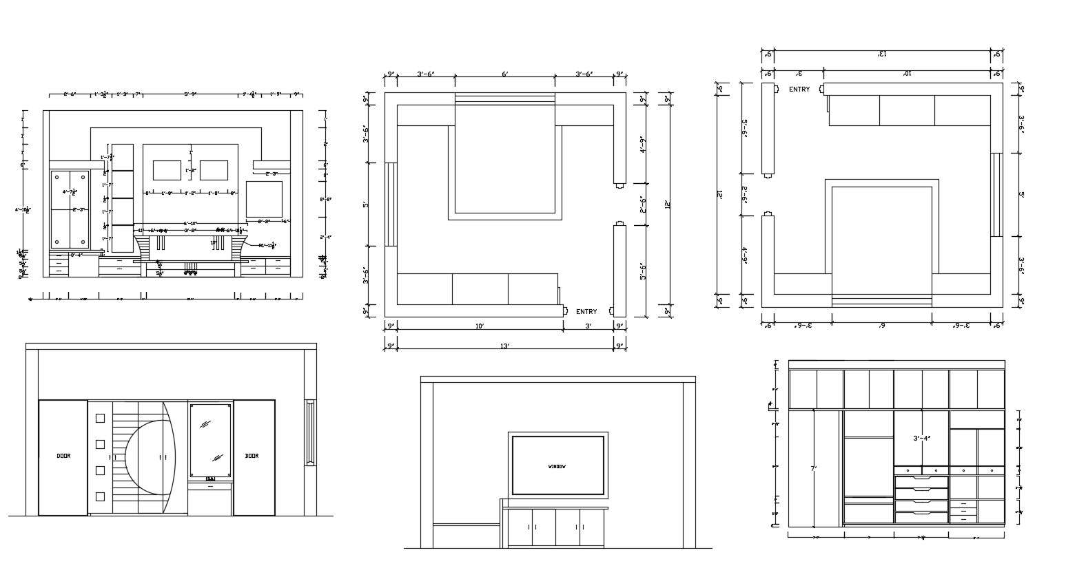 Master bedroom layout in autocad with elevation