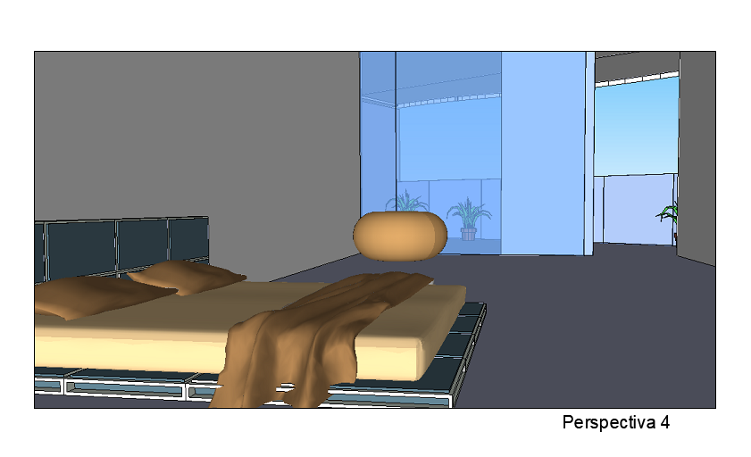 Master bedroom 3D view of resort perspective detail in this skp file. Download this 2d skp drawing file.