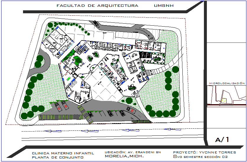 Maternal and child clinic landscape view dwg file