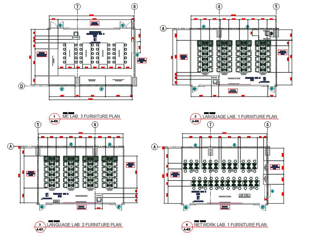Mechanical Lab Furniture Plan DWG File
