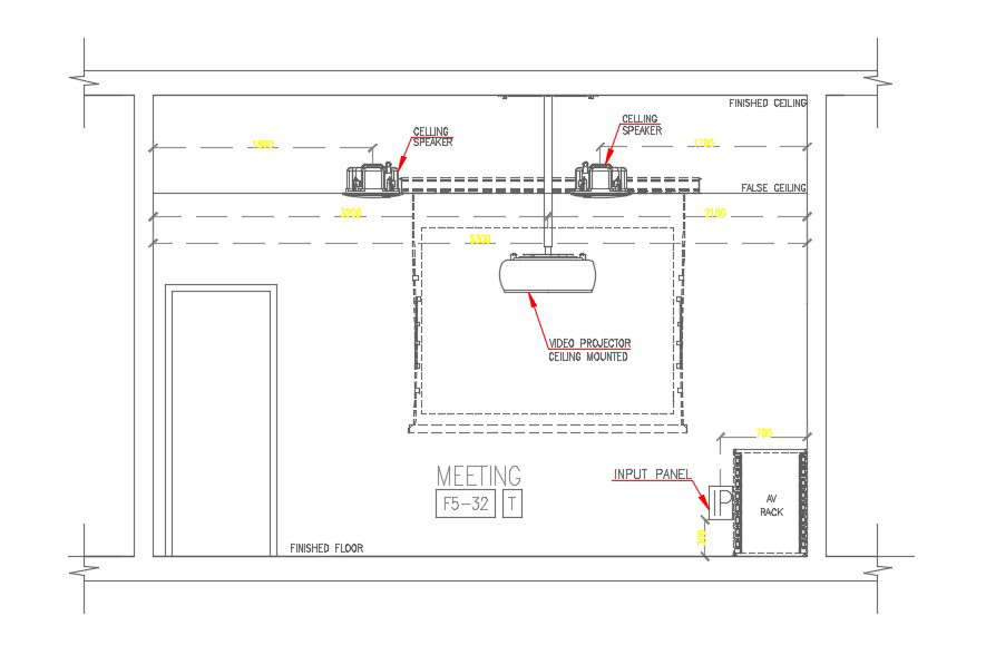 Meeting Room Elevation Design AutoCAD Drawing Download 