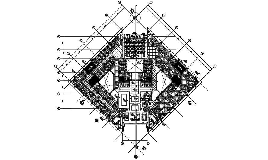 Meeting Room plan with detailing in office building.