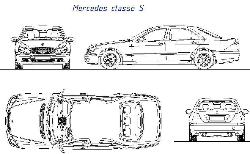 Mercedes car 3 D detail dwg file
