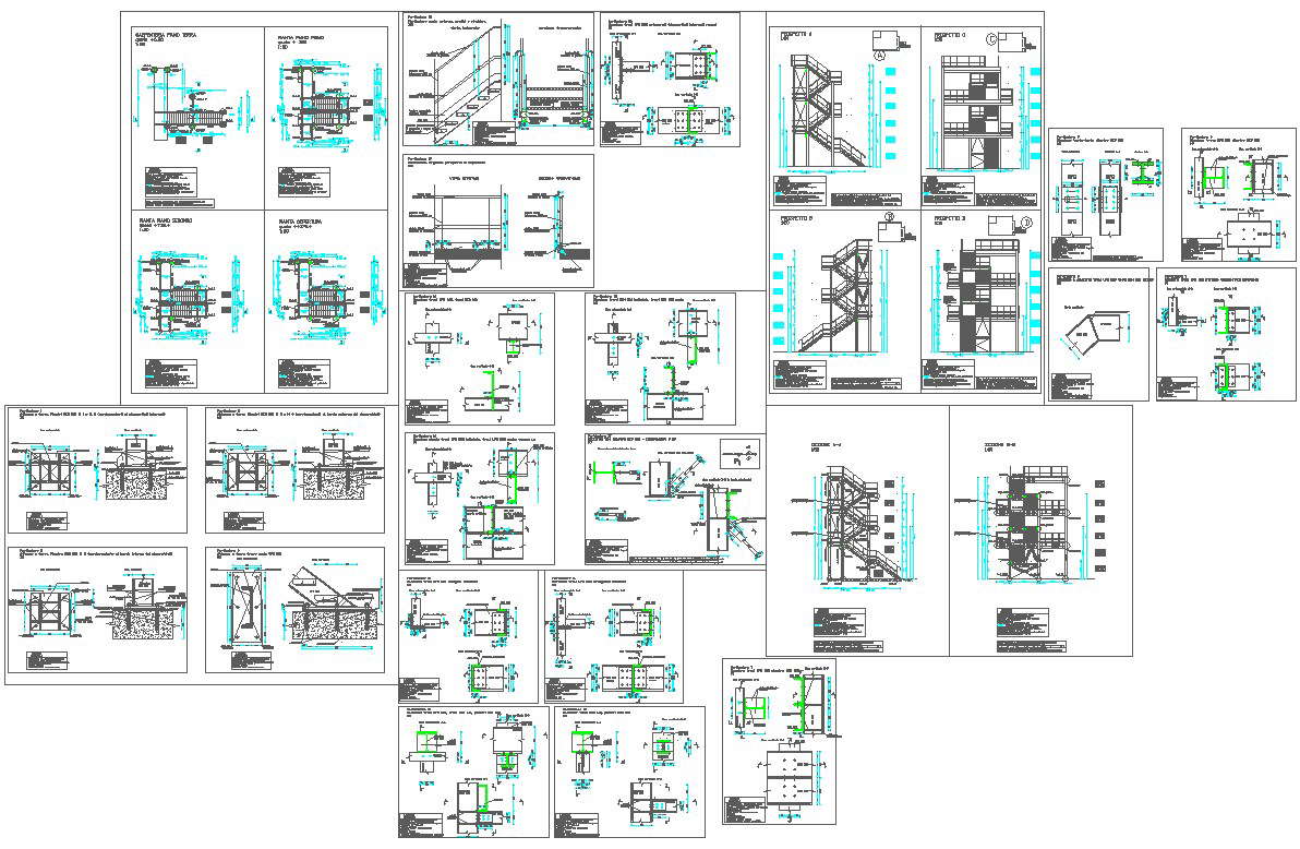 Metal Stair Construction Details in autocad dwg files