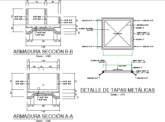 Metal caps of detail dwg file