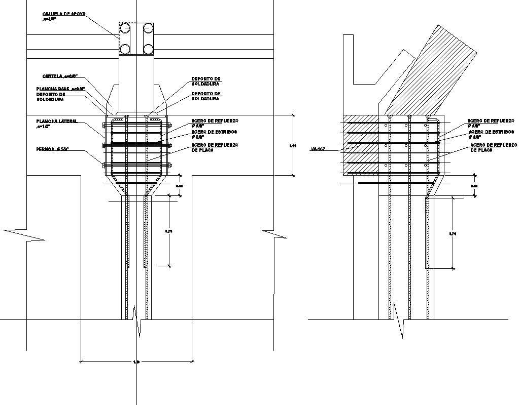 Metallic structure detail drawing in AutoCAD 2D, dwg file, CAD file