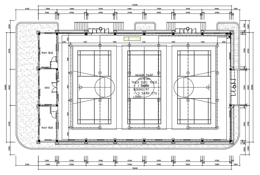2D CAD File of Mini Sports Complex Distribution Layout